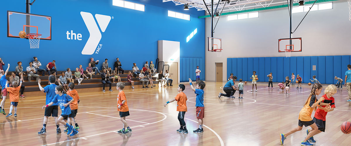 Rendering of Wesley Chapel YMCA Basketball Court.