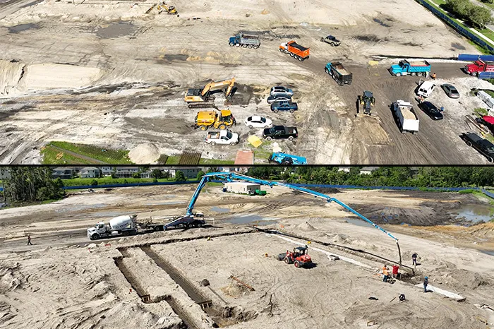 Concrete being poured at the Wesley Chapel YMCA.